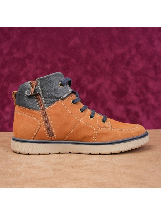 Geox Men Riddock Waterproof Italian Brown Leather Lace-up Zip Ankle Boots sz 6.5